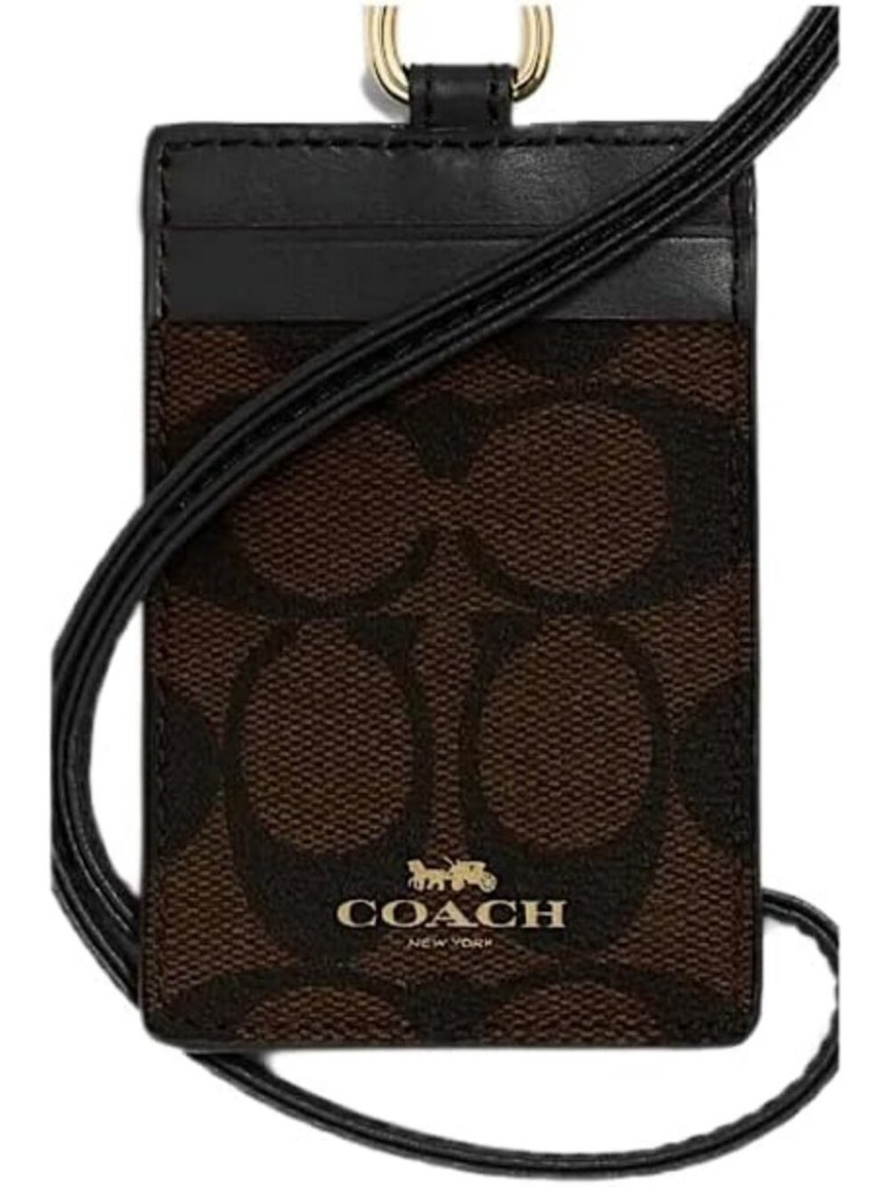 Stylish Brown & Black Signature Lanyard Badge ID & Credit Card Holder - Perfect